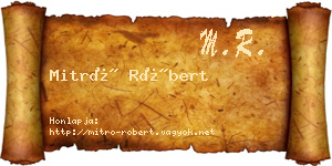 Mitró Róbert névjegykártya